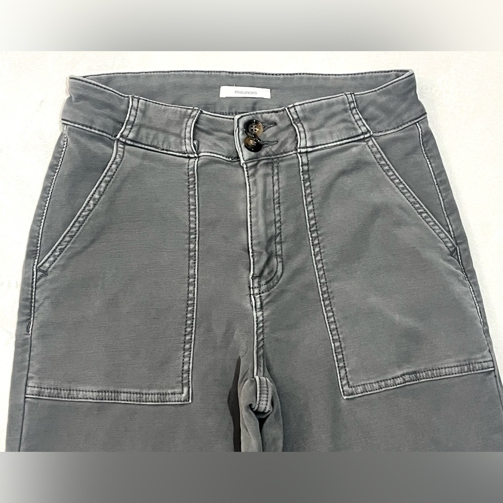 Maurices Women’s Gray Wide Leg Cotton Blend Bottoms with Pockets Casual Pants - Picture 3 of 16